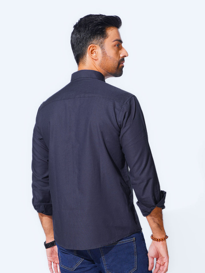 Navy Blue Plain Button Down Casual Shirt (CSB-196)