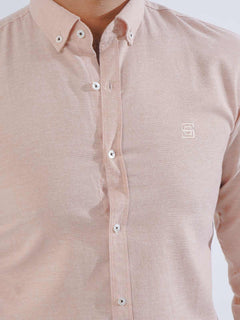 Peach Self Button Down Casual Shirt (CSB-197)