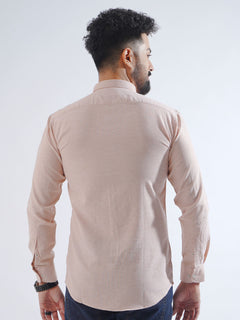 Peach Self Button Down Casual Shirt (CSB-197)