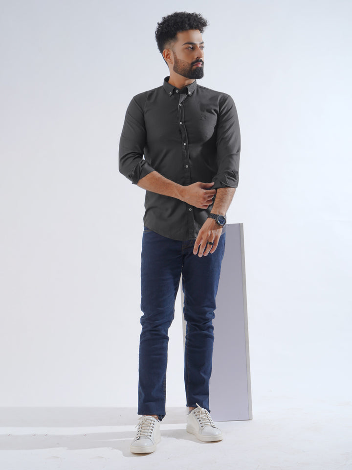 Grey Plain Button Down Casual Shirt (CSB-198)