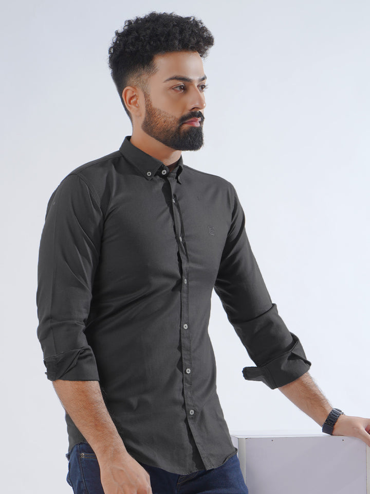 Grey Plain Button Down Casual Shirt (CSB-198)