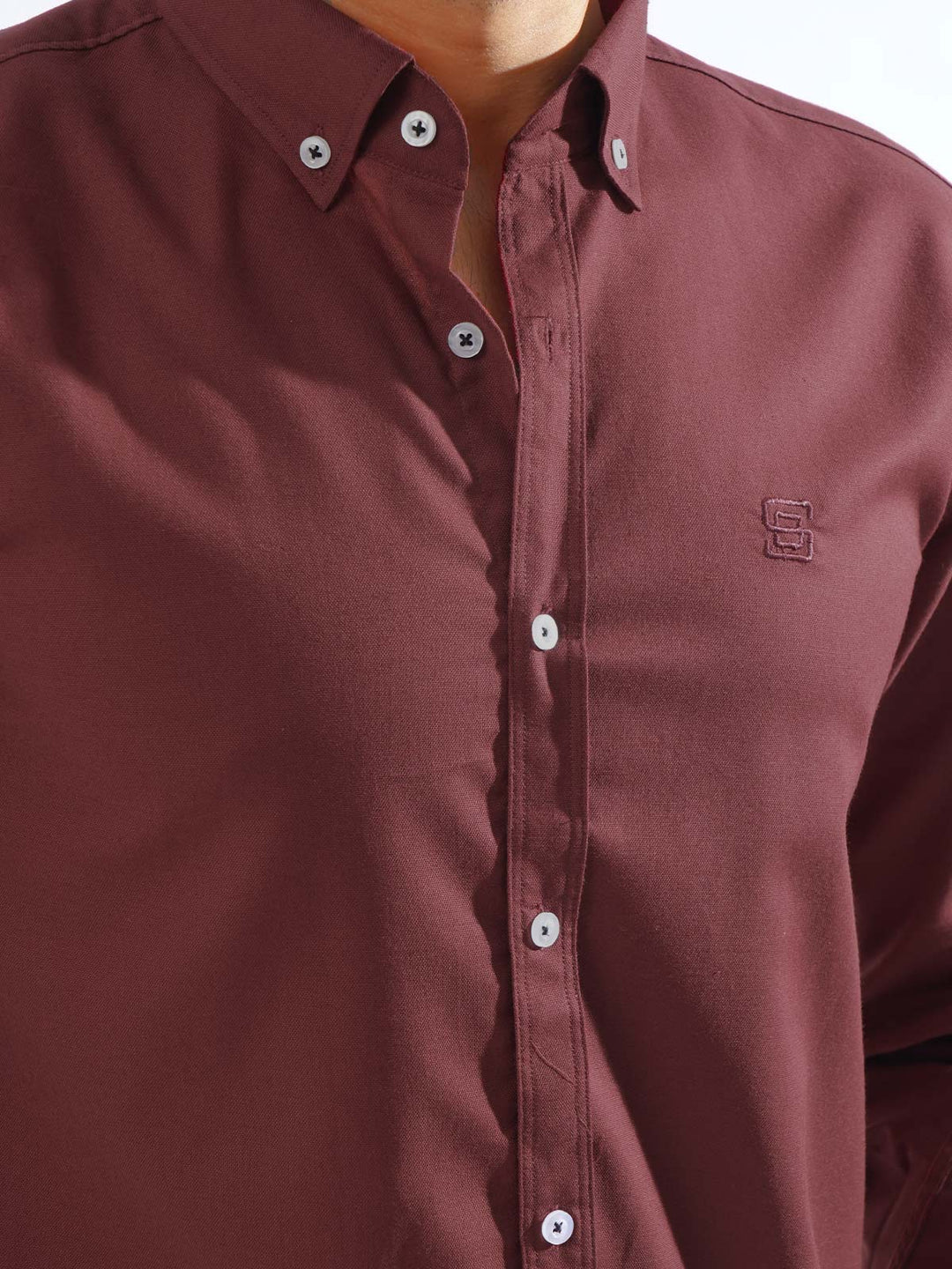 Maroon Plain Button Down Casual Shirt (CSB-203)