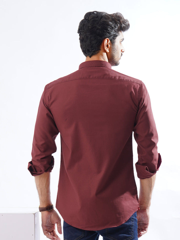 Maroon Plain Button Down Casual Shirt (CSB-203)