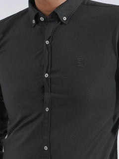 Black Plain Button Down Casual Shirt (CSB-205)