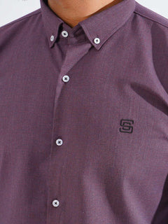 Purple Self Button Down Casual Shirt (CSB-211)