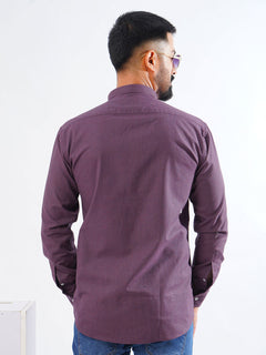 Purple Self Button Down Casual Shirt (CSB-211)