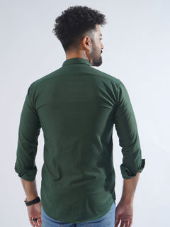 Bottle Green Plain Button Down Casual Shirt (CSB-213)