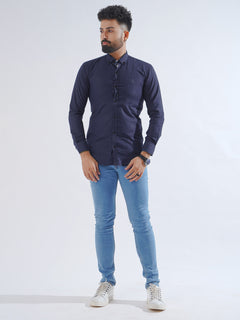 Navy Blue Plain Button Down Casual Shirt (CSB-214)