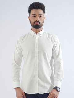 White Plain Button Down Casual Shirt (CSB-216)