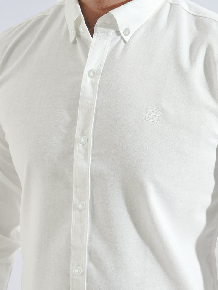 White Plain Button Down Casual Shirt (CSB-216)