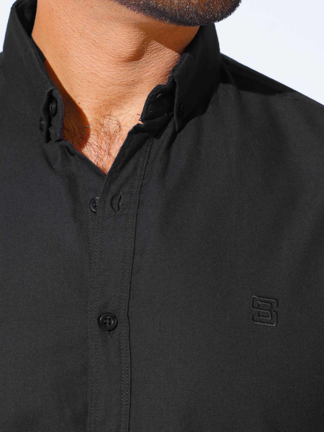 Black Plain Button Down Casual Shirt (CSB-218)