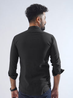 Black Plain Button Down Casual Shirt (CSB-218)