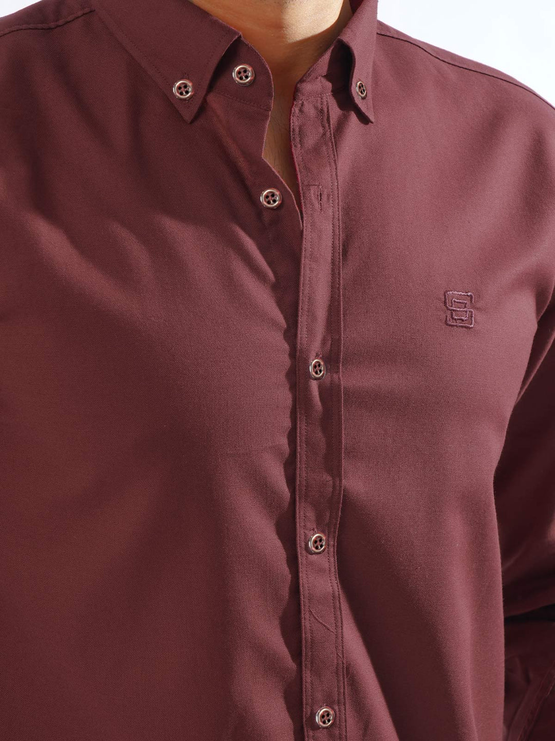 Maroon Plain Button Down Casual Shirt (CSB-219)