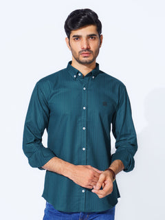 Teal Self Button Down Casual Shirt (CSB-220)