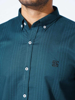 Teal Self Button Down Casual Shirt (CSB-220)