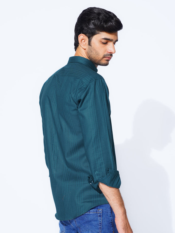 Teal Self Button Down Casual Shirt (CSB-220)