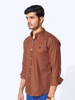 Rust Self Button Down Casual Shirt (CSB-221)