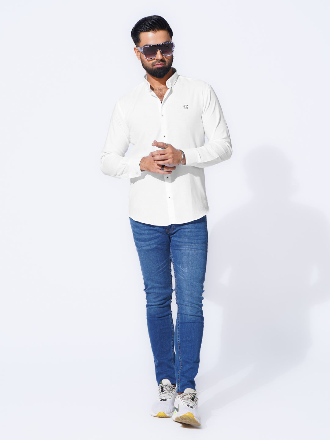 White Plain Button Down Casual Shirt (CSB-229)