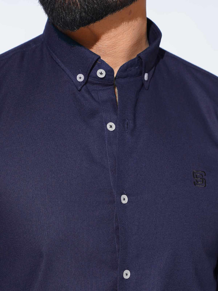 Navy Blue Plain Button Down Casual Shirt (CSB-232)