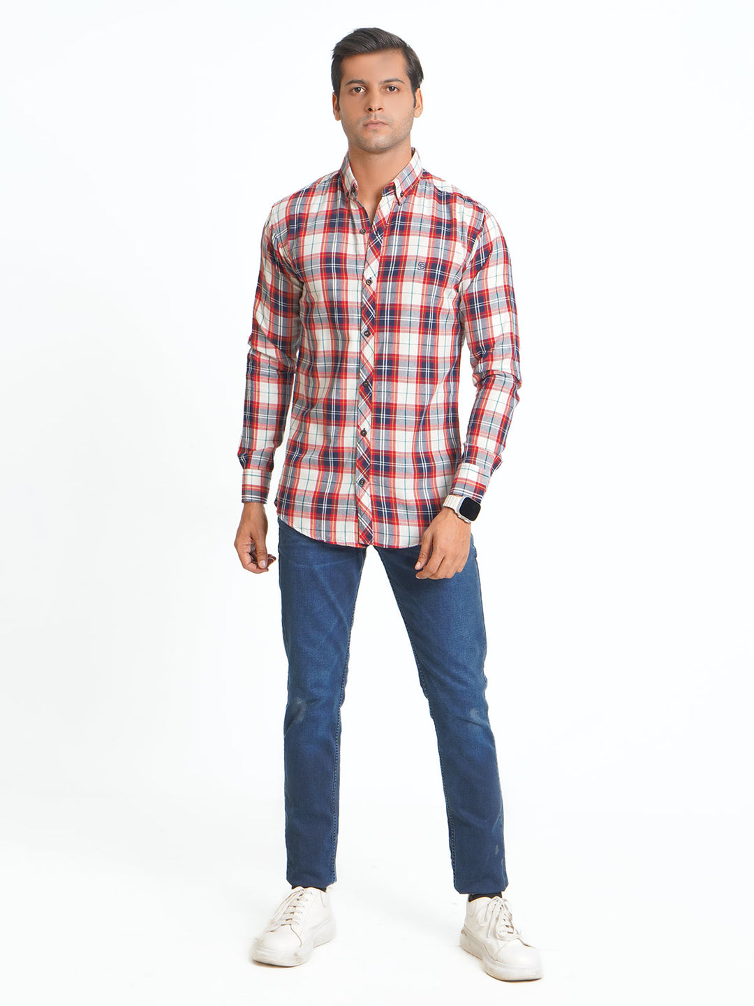 Multi Color Check Button Down Casual Shirt (CSC-060)