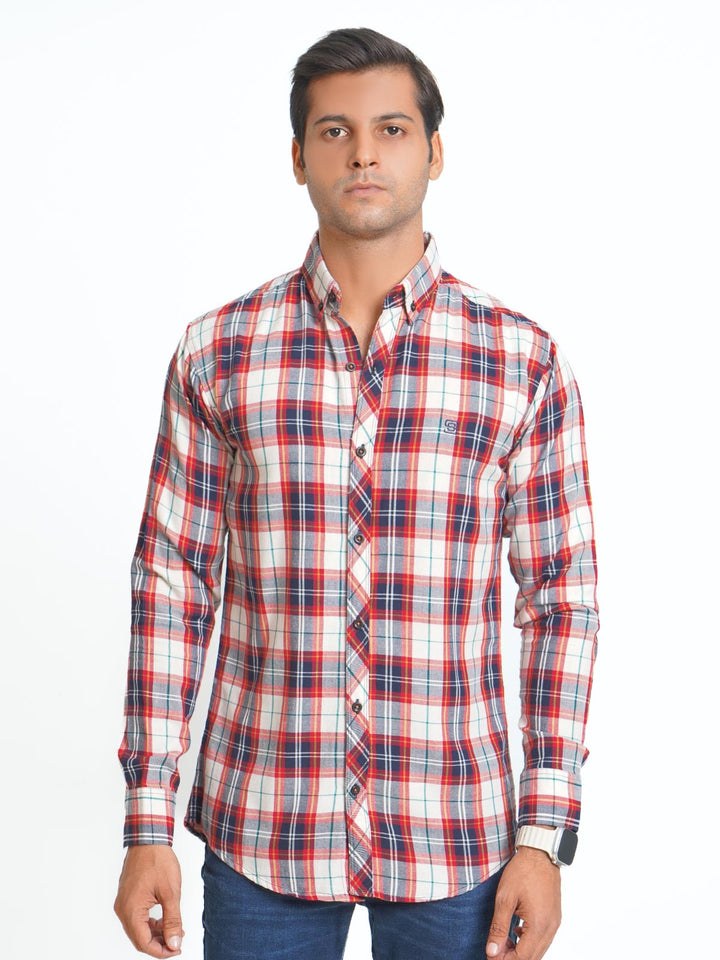 Multi Color Check Button Down Casual Shirt (CSC-060)