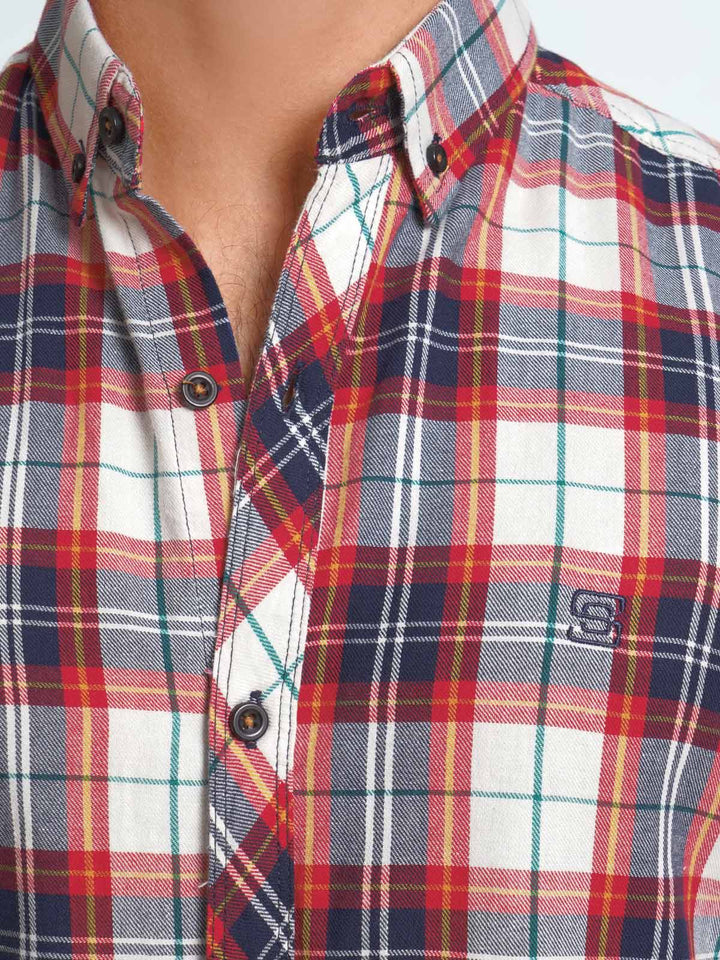 Multi Color Check Button Down Casual Shirt (CSC-060)