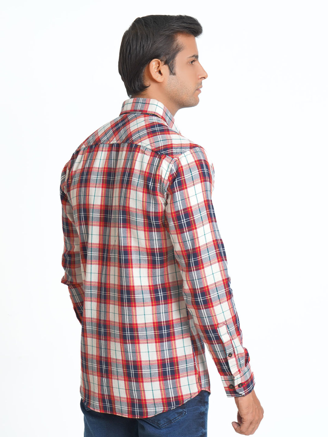 Multi Color Check Button Down Casual Shirt (CSC-060)