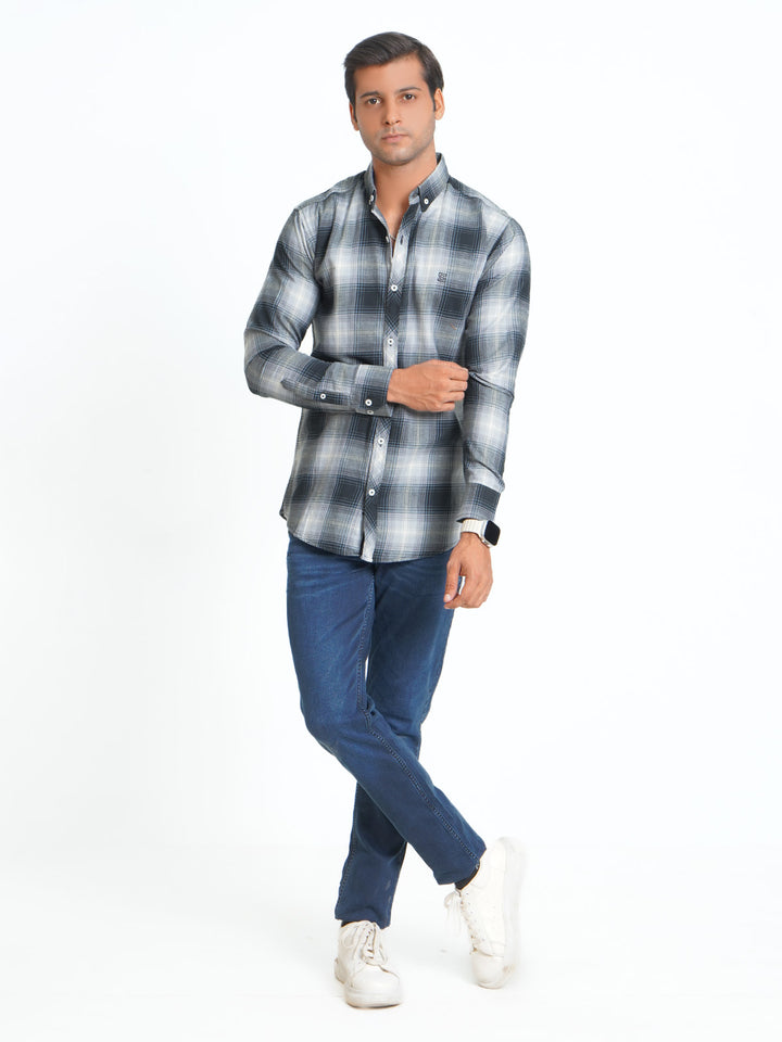 Multi Color Check Button Down Casual Shirt (CSC-064)