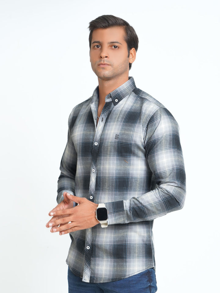 Multi Color Check Button Down Casual Shirt (CSC-064)