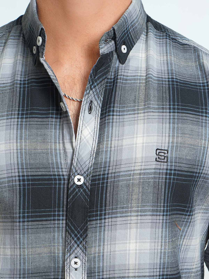 Multi Color Check Button Down Casual Shirt (CSC-064)