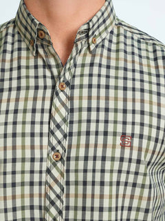 Multi Color Check Button Down Casual Shirt (CSC-065)