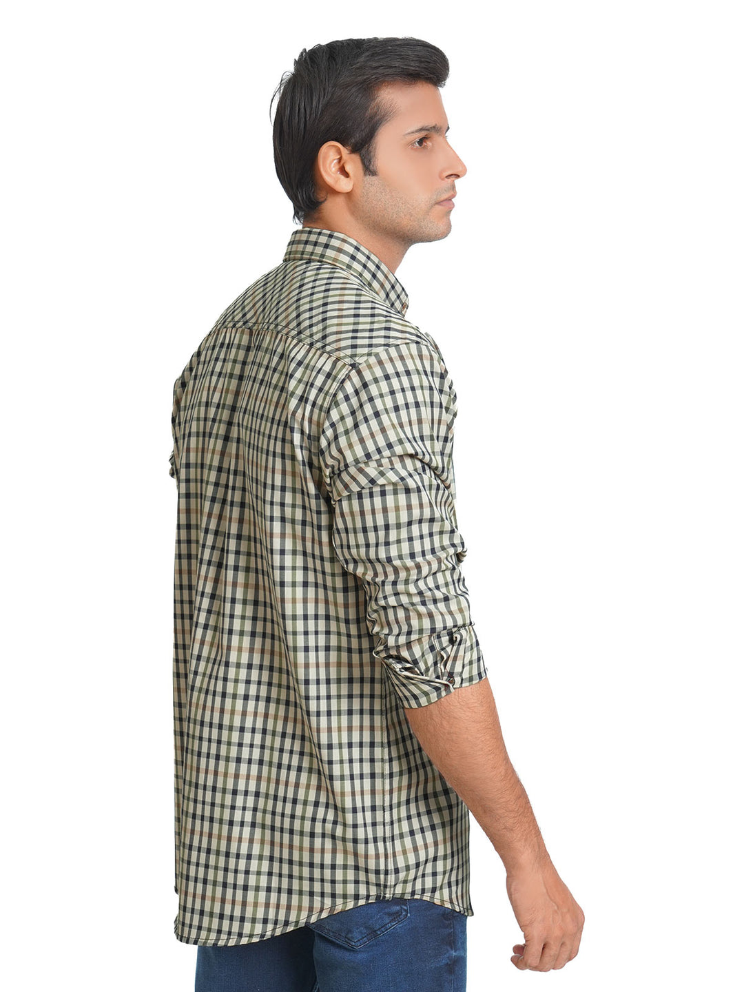 Multi Color Check Button Down Casual Shirt (CSC-065)