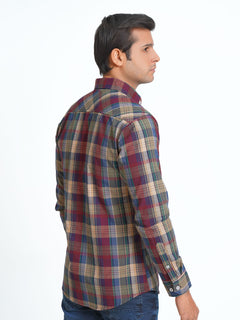 Multi Color Check Button Down Casual Shirt (CSC-066)