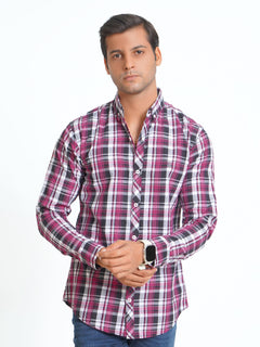 Multi Color Check Button Down Casual Shirt (CSC-067)