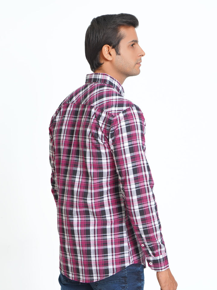 Multi Color Check Button Down Casual Shirt (CSC-067)