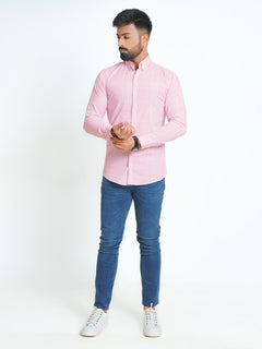 Pink Self Check Button Down Casual Shirt (CSC-068)