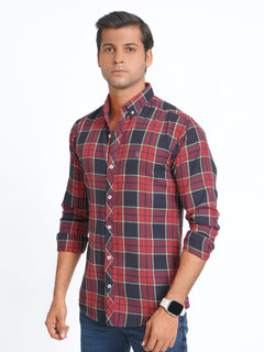 Multi Color Check Button Down Casual Shirt (CSC-069)