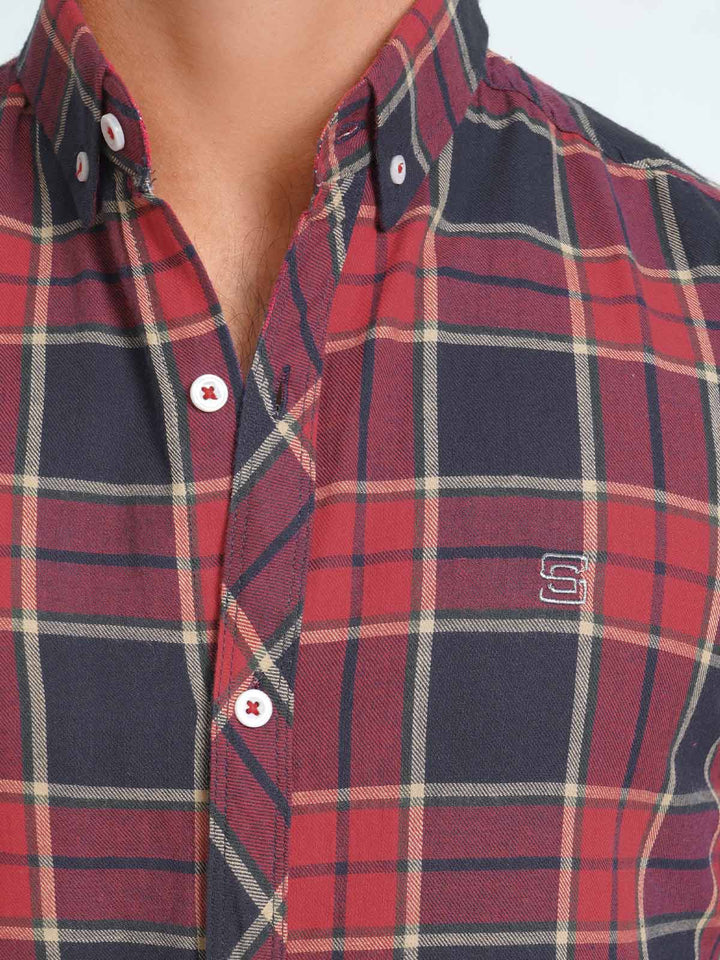 Multi Color Check Button Down Casual Shirt (CSC-069)