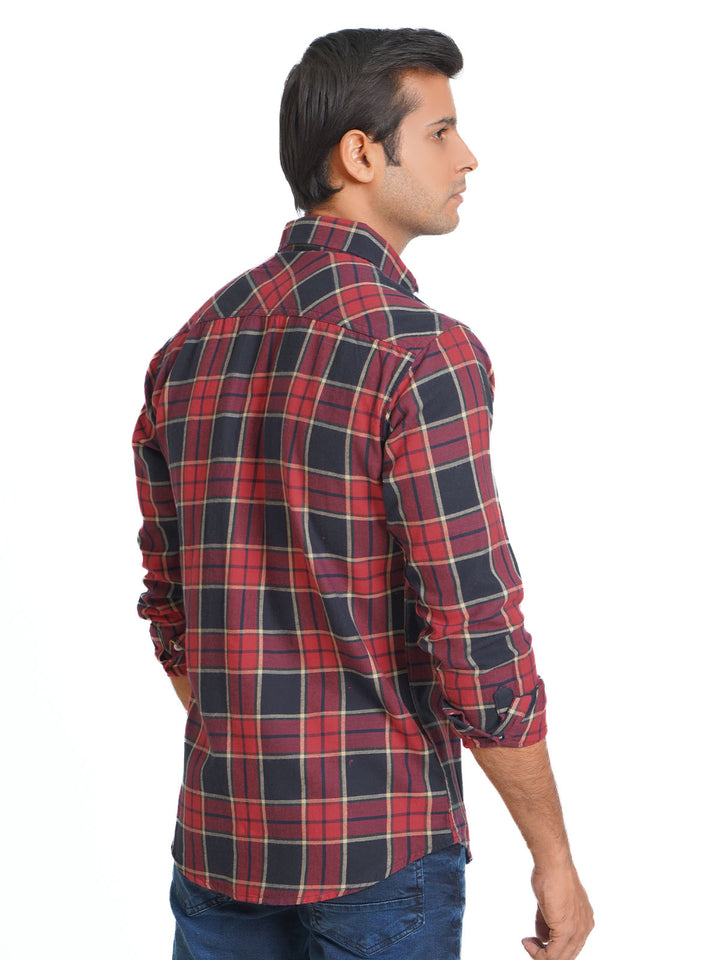 Multi Color Check Button Down Casual Shirt (CSC-069)