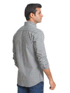 Black & White Check Button Down Casual Shirt (CSC-070)