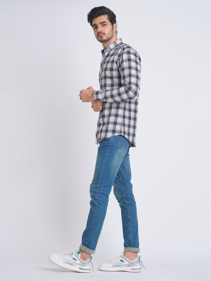 Multi Color Check Button Down Casual Shirt (CSC-073)