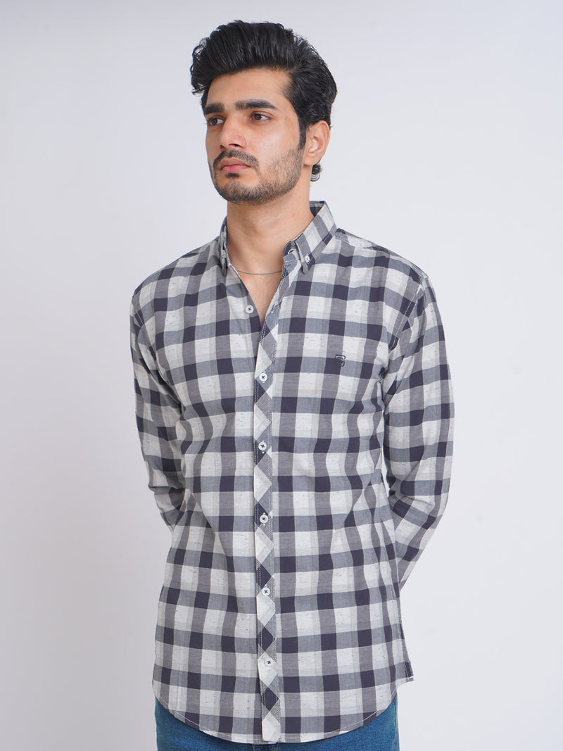 Multi Color Check Button Down Casual Shirt (CSC-073)