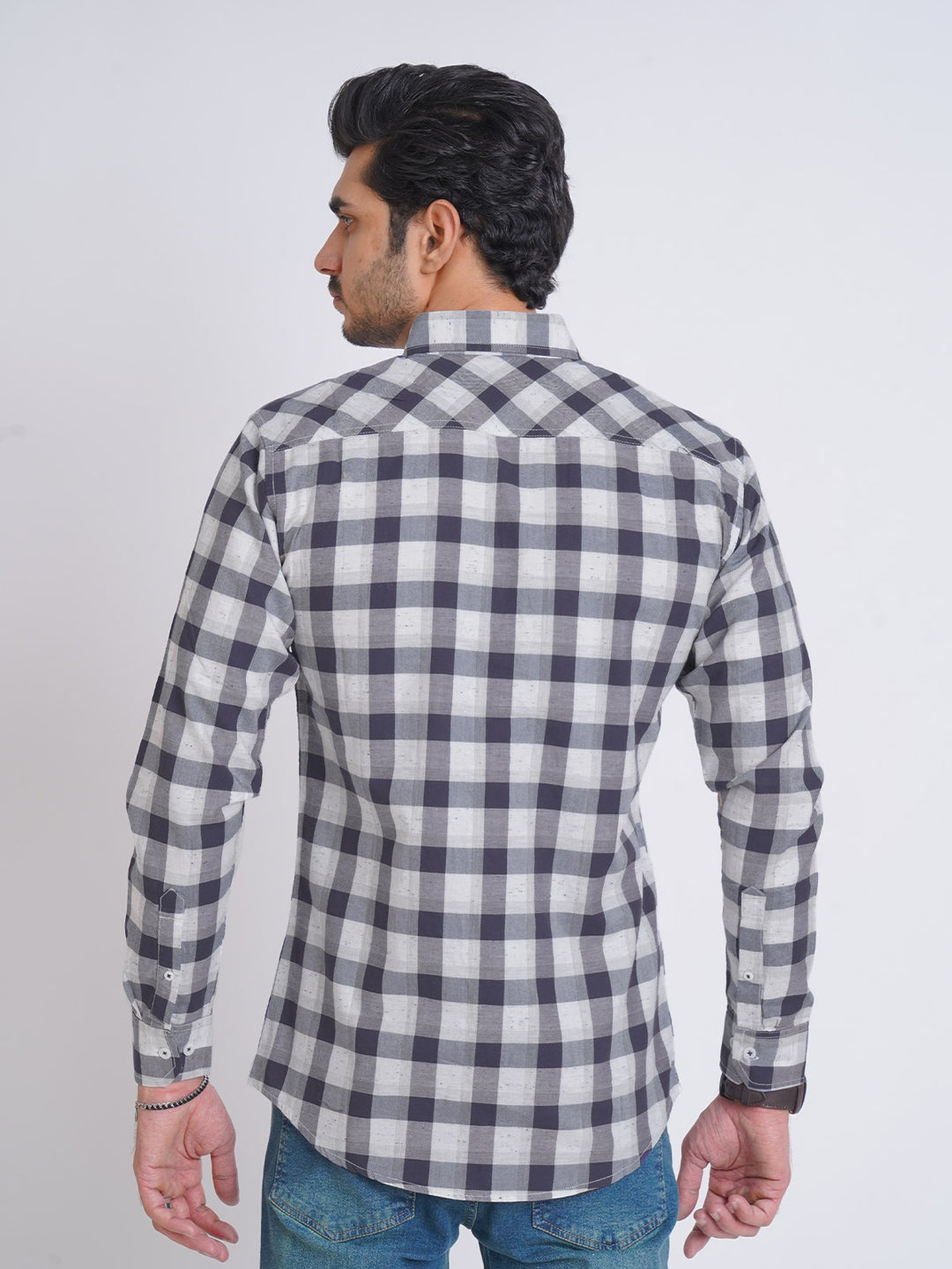 Multi Color Check Button Down Casual Shirt (CSC-073)