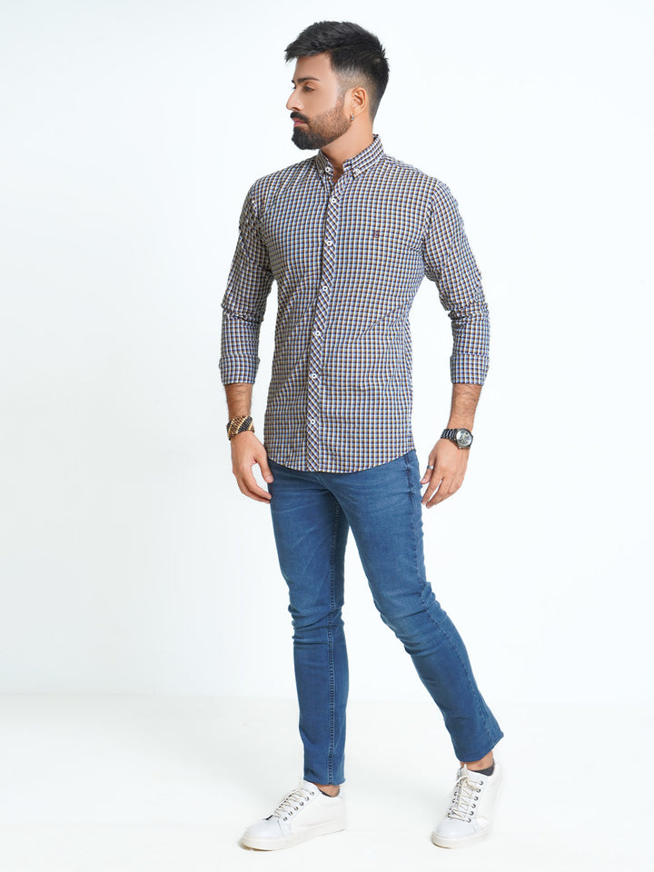 Multi Color Check Button Down Casual Shirt (CSC-076)