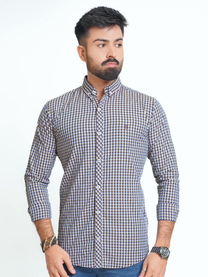 Multi Color Check Button Down Casual Shirt (CSC-076)