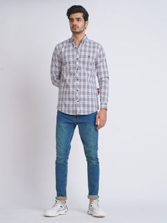 Multi Color Check Button Down Casual Shirt (CSC-078)