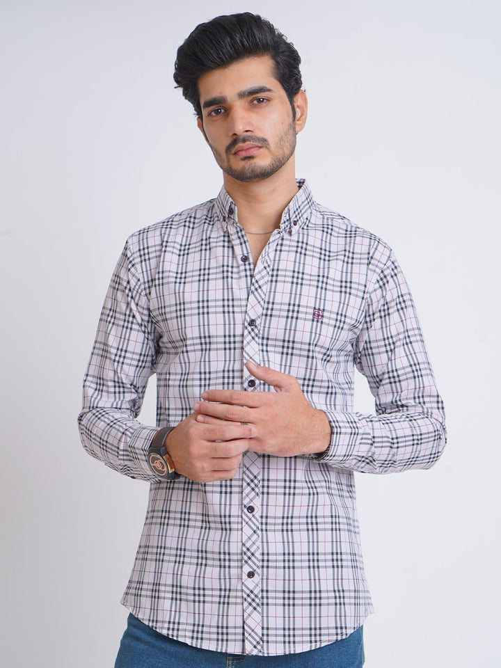 Multi Color Check Button Down Casual Shirt (CSC-078)