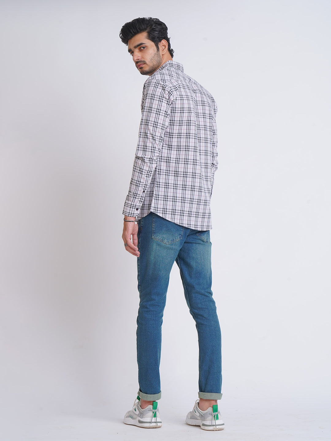 Multi Color Check Button Down Casual Shirt (CSC-078)