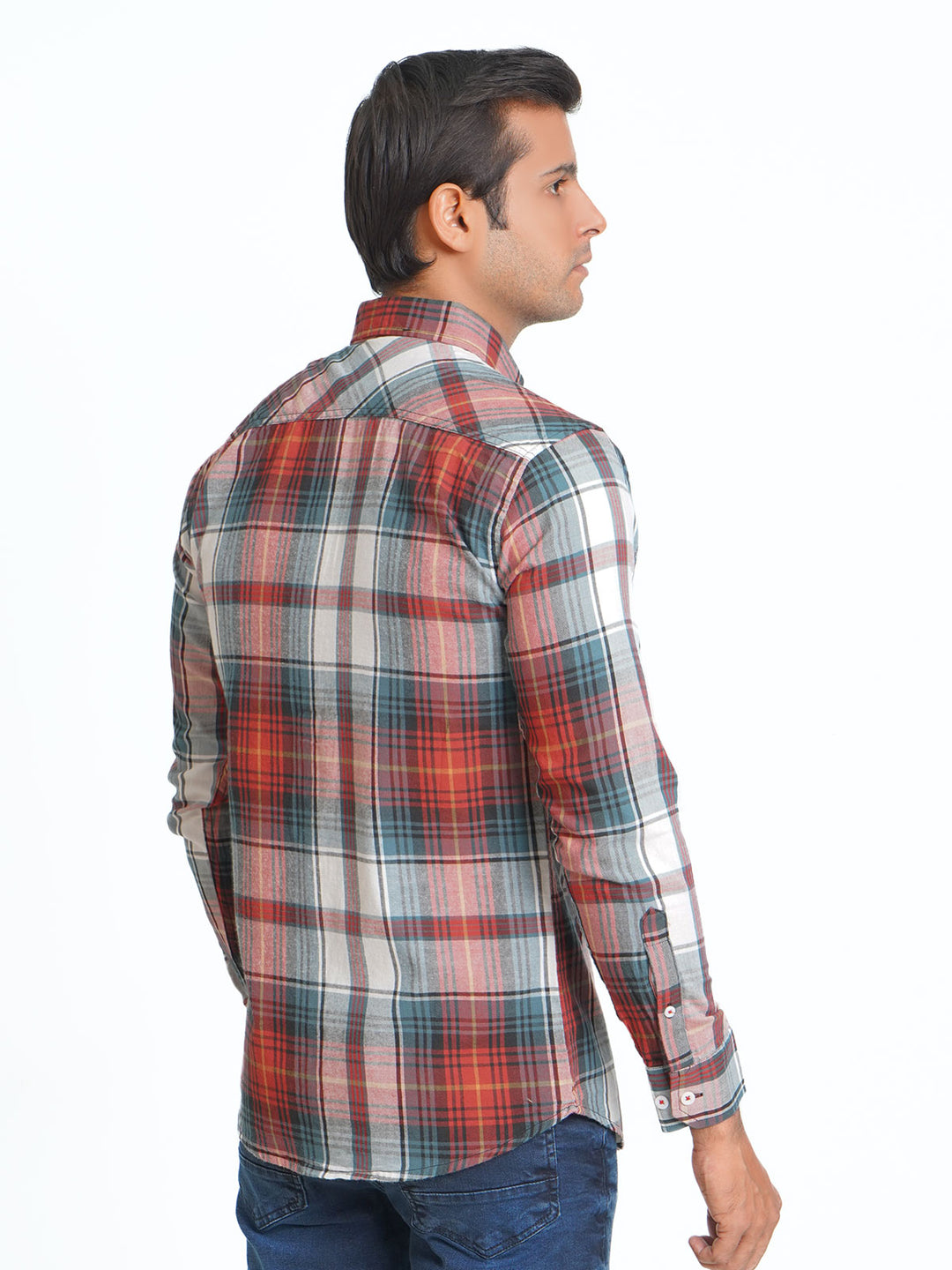 Multi Color Check Button Down Casual Shirt (CSC-081)