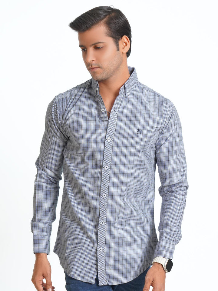 Multi Color Check Button Down Casual Shirt (CSC-082)